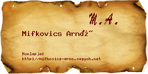 Mifkovics Arnó névjegykártya
